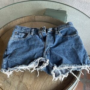 Wrangler Blue Frayed Jean Shorts